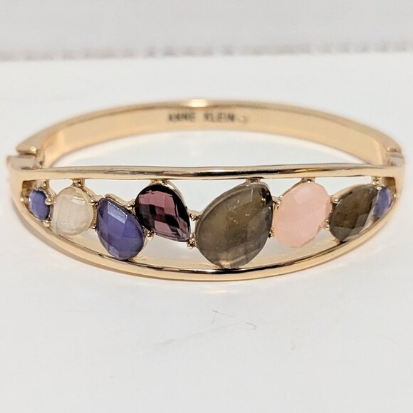 Anne Klein Chunky Statement Bracelet with Multi-stone colors in Gold Tone! - Picture 1 of 4